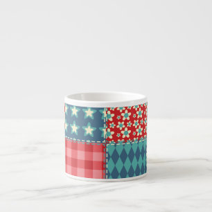 Vintage-Quilt: Patchwork-Hintergrundmuster. Espressotasse