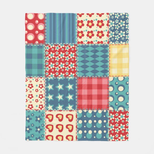 Vintage-Quilt: Patchwork-Hintergrundmuster. Fleecedecke (Vorderseite)