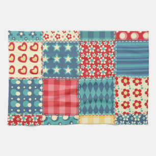 Vintage-Quilt: Patchwork-Hintergrundmuster. Geschirrtuch