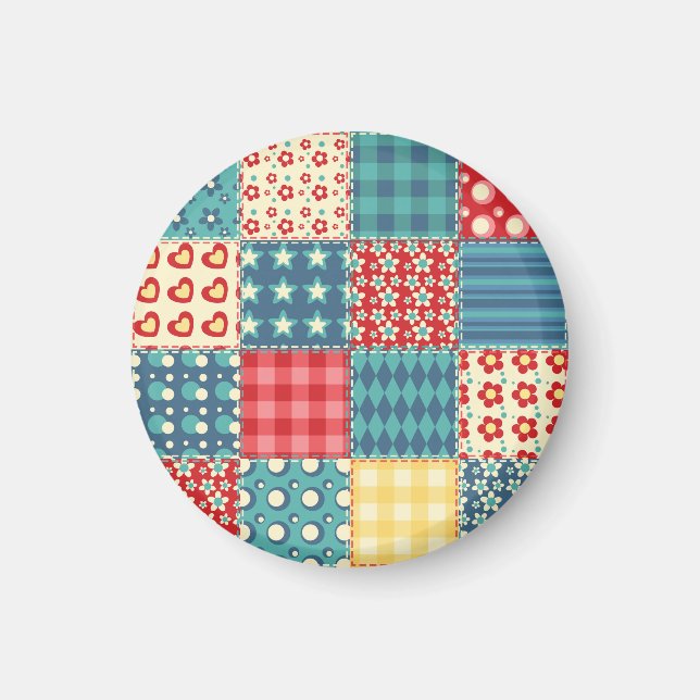 Vintage-Quilt: Patchwork-Hintergrundmuster. Magnet (Vorne)