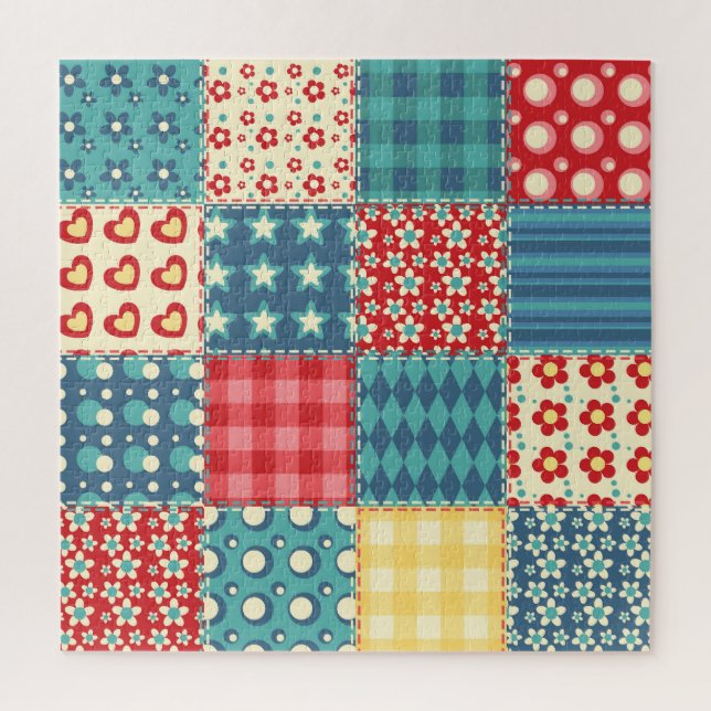 Vintage-Quilt: Patchwork-Hintergrundmuster. Puzzle (Vertikal)