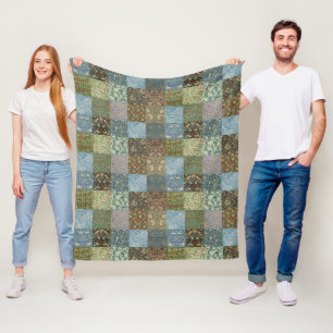 Vintage-Quilt-Patchwork William-Morris-Muster Flec Fleecedecke