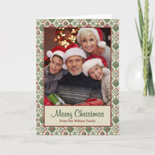 Vintage-Quilt-Weihnachtsmuster mit individuellem F Karte