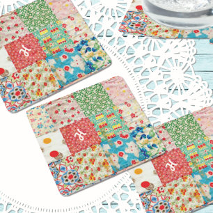 Vintage-Quiltmuster-Papier-Getränkeuntersetzer Rechteckiger Pappuntersetzer