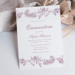 Vintage Quinceanera Dusty Rose Rosa Party Einladung