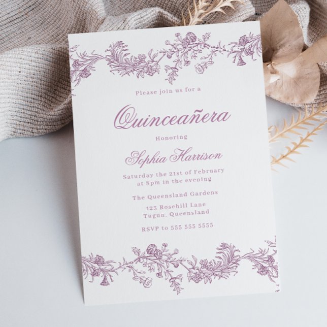 Vintage Quinceanera Dusty Rose Rosa Party Einladung (Von Creator hochgeladen)