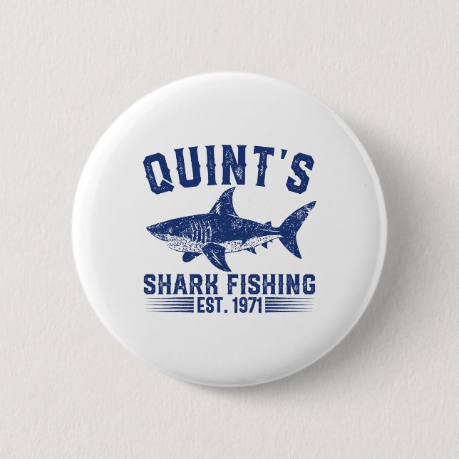 Vintage Quint's Haifischfang 1971 Retro Fischer Bi Button (Vorderseite)