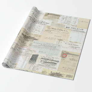 Vintage-Quittungen Collage Papier Geschenkpapier