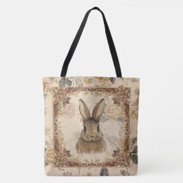 Vintage Rabbit,Cute Rabbit with Flowers Pattern