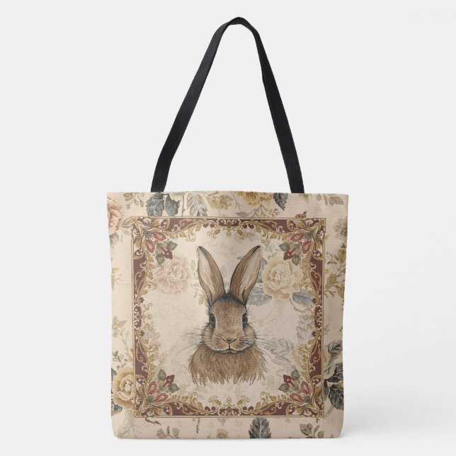Vintage Rabbit,Cute Rabbit with Flowers Pattern (Vorderseite)