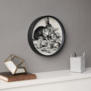 Vintage Rabbit-Familiendarstellung, Baby Bunnies Uhr