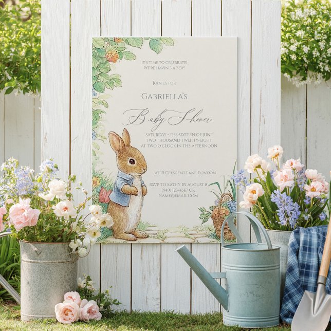 Vintage Rabbit Garden Baby Shower  Einladung (Von Creator hochgeladen)