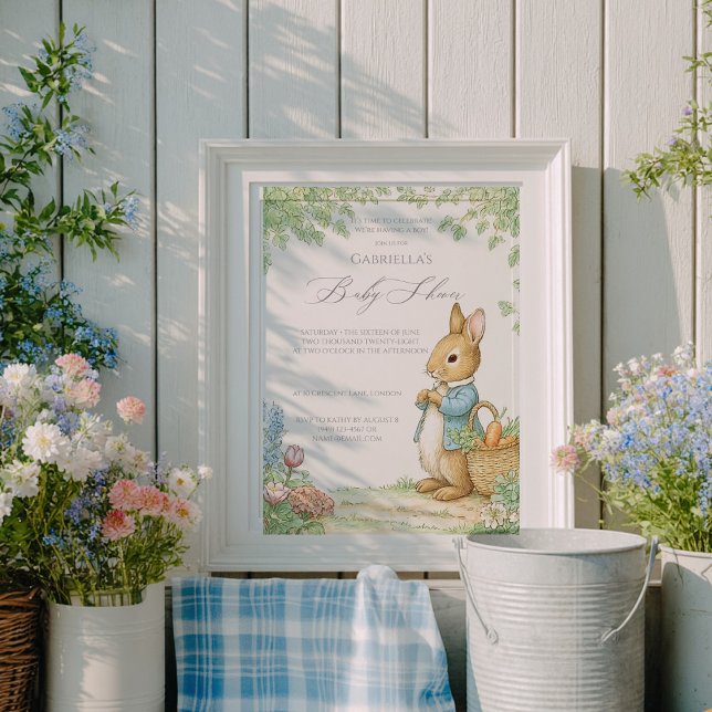 Vintage Rabbit Garden Baby Shower Einladung (Von Creator hochgeladen)