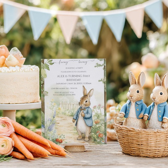 Vintage Rabbit Garden Birthday Einladung (Von Creator hochgeladen)