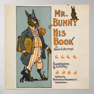 Vintage Rabbit-Kinderbuch-Illustration Poster