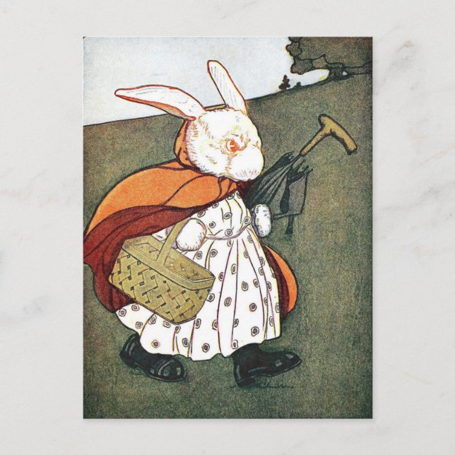 Vintage Rabbit-Kinderbuch-Illustration Postkarte (Vorderseite)