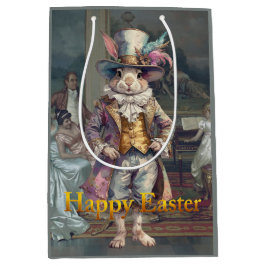 Vintage rabbit top hat Happy Easter Mittlere Geschenktüte