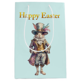 Vintage rabbit top hat Happy Easter Mittlere Geschenktüte