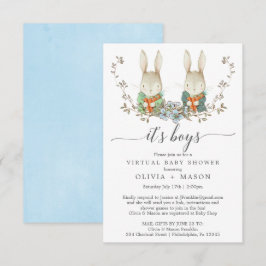 Vintage Rabbit Virtual Baby Dusche Einladung Twin