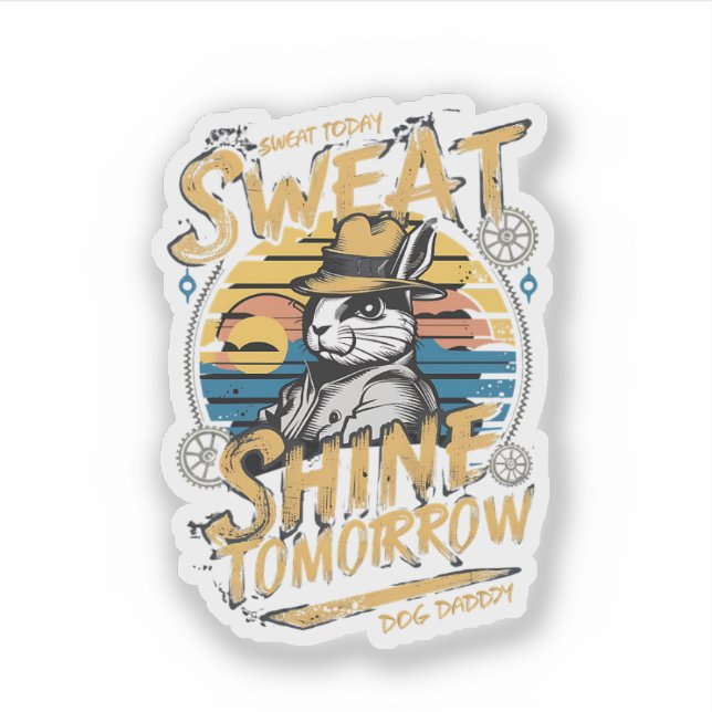 Vintage Rabbit Workout Motivation Art Aufkleber (Vorderseite)