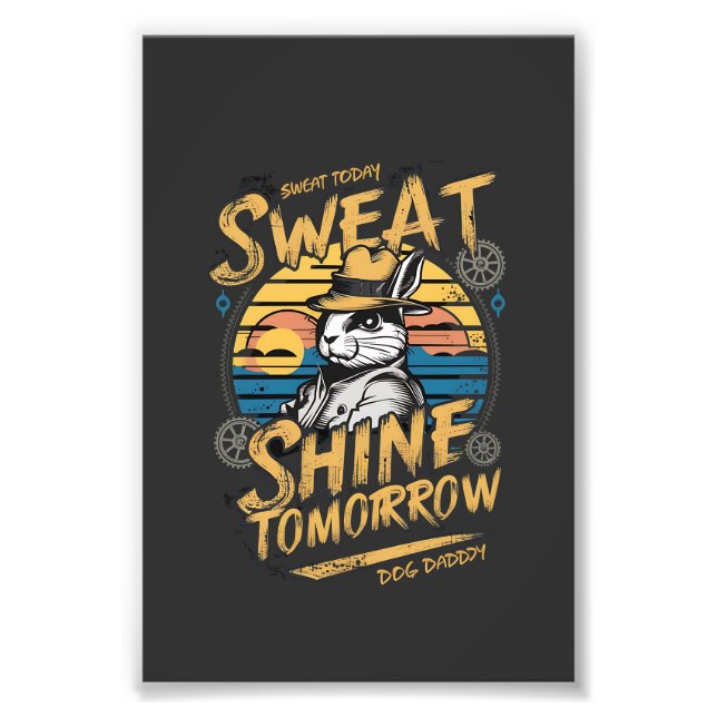 Vintage Rabbit Workout Motivation Art Fotodruck (Vorne)