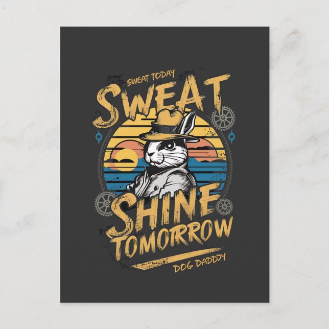 Vintage Rabbit Workout Motivation Art Postkarte (Vorderseite)