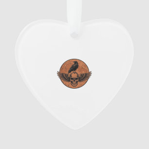 Vintage-Rabe-Geflügelter-Totenkopf-Orange-Mond-Vek Ornament