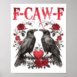 Vintage Rabe Rose Herz Liebe Frohen Valentinstag Poster