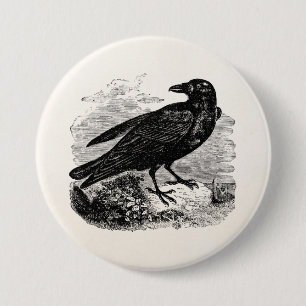 Vintage-Rabe Schwarzer Vogel Krähe Personalisierte Button