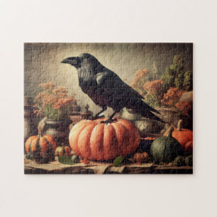 Vintage-Raben-Foto-Gothic-Halloween Puzzle