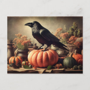 Vintage-Raben-Foto-Gotisches Halloween Postkarte