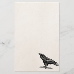 Vintage Raben-Krähen-Amsel-Vogel-Illustration Briefpapier