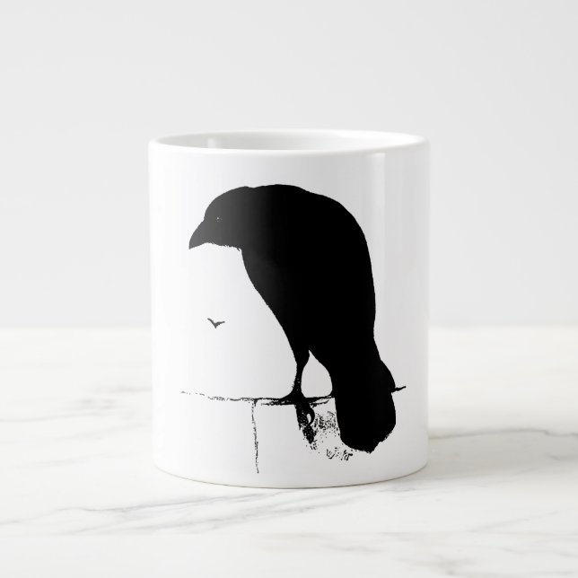 Vintage Raben - maßgeschneiderte Goth Crows Ravens Jumbo-Tasse (Vorderseite)