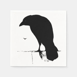Vintage Raben-Silhouette Retro Goth Ravens Krähe Serviette