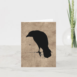 Vintage-Raben-Silhouette Schwarze Raben und Krähen Karte
