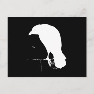 Vintage-Raben-Silhouette Weiß auf Schwarz - Maßanf Postkarte