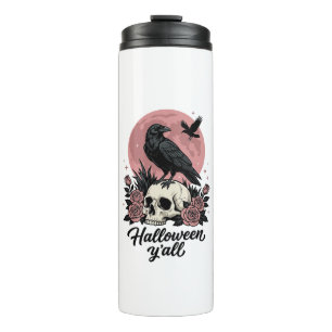 Vintage-Rabenschädel-Halloween Y’all Thermosbecher