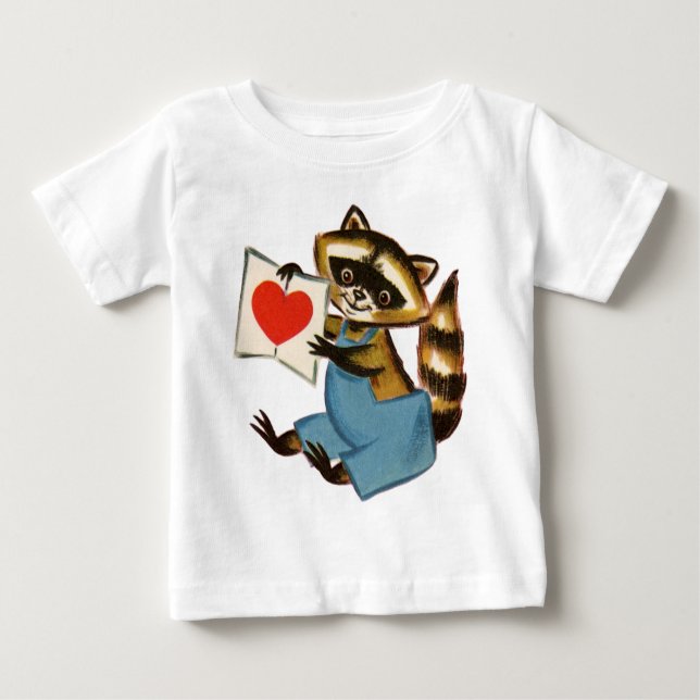 Vintage Raccoon-Liebe Baby T-shirt (Vorderseite)
