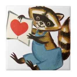 Vintage Raccoon-Liebe Fliese