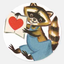 Vintage Raccoon-Liebe Runder Aufkleber
