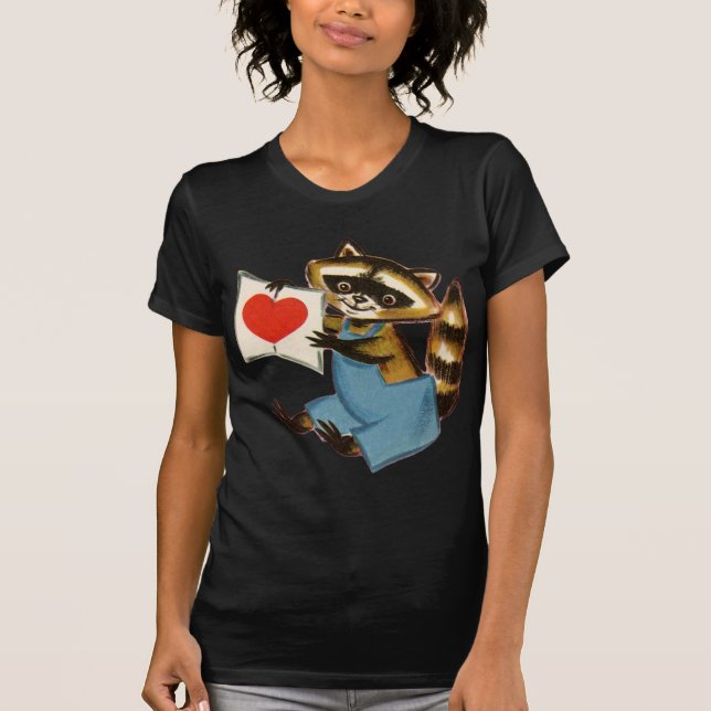 Vintage Raccoon-Liebe T-Shirt (Vorderseite)