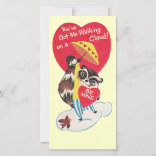 Vintage Raccoon Valentine Feiertagskarte