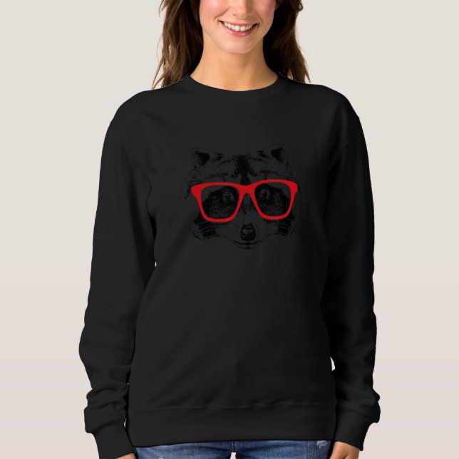 Vintage Raccoon Wearing Red Sunglasses Sweatshirt (Vorderseite)