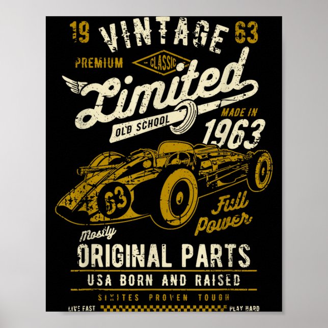 Vintage Race Car Design  Poster (Vorne)