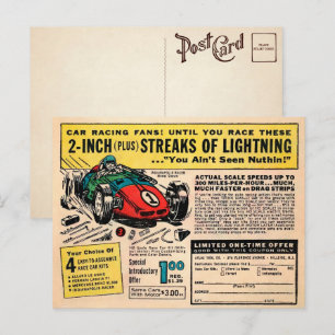 Vintage Race Car Mail Bestellung Postkarte
