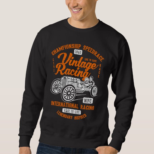 Vintage Racing Automotive Nostalgia Distressed Car Sweatshirt (Vorderseite)