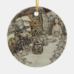 Vintage-Rackham-Verrückte-Teeparty-Alice-im-Wunder Keramik Ornament