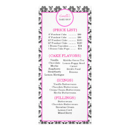 Vintage Rackkarte für Rosa und Schwarz-Damast Werbekarte