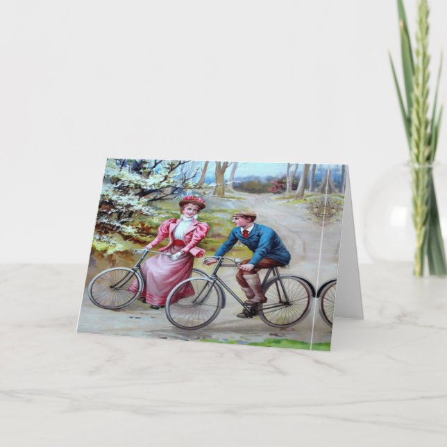 Vintage Radfahrer Feiertagskarte (Vorderseite)