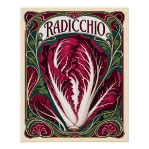Vintage Radicchio im Jugendstil Küchenkunst Poster